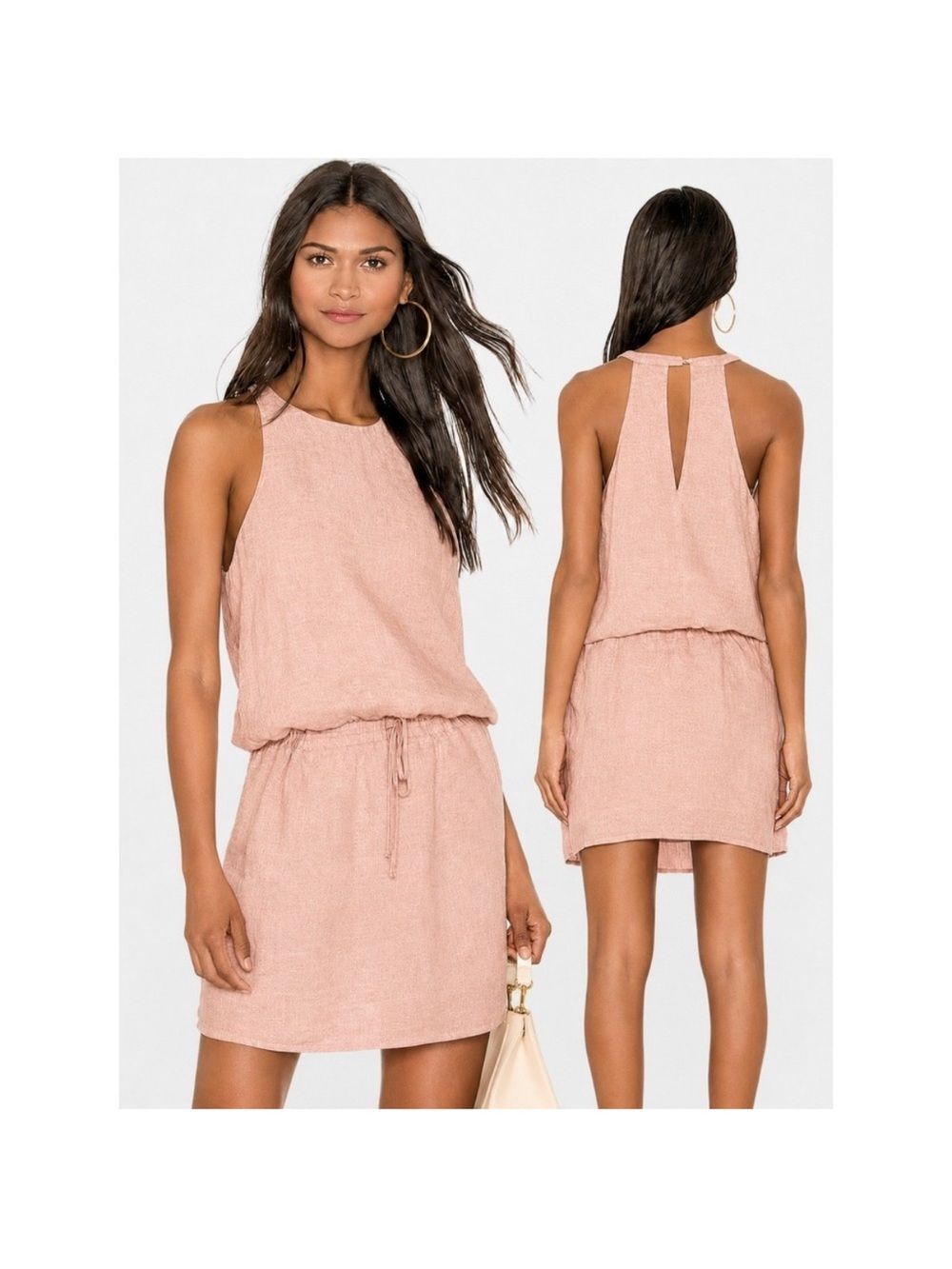 Joie Revolve Persimmon Pink Linen Diega B Mini Dress $228